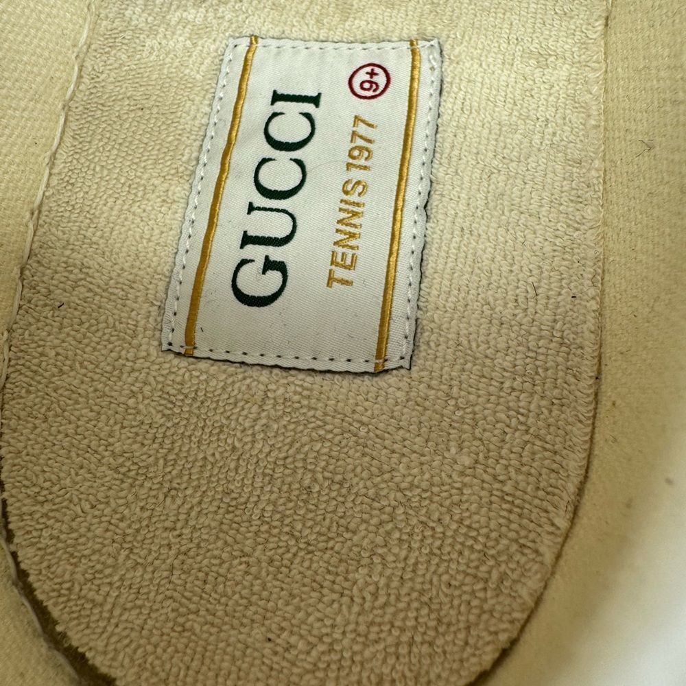 Gucci Mens Gg Black Tennis Treck 1977 Sneakers NIB 39.5 Mystic White - Picture 10 of 14